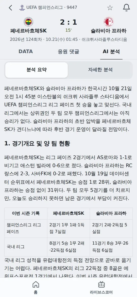 AI 분석 화면